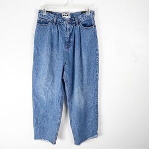 KBB By Kahlana Blue Ultra High Rise Fray Hem Adjustable Interior Waist Jeans 12